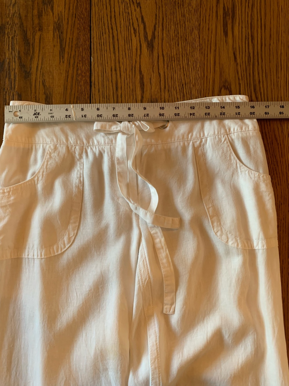 White Wide-Leg Drawstring Pants - Picture 5 of 6